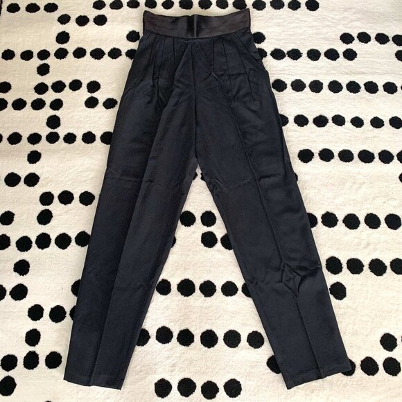 Vintage 80s 90s M Collection High Rise Pleated Tuxedo Trouser Pants - Picture 1 of 16